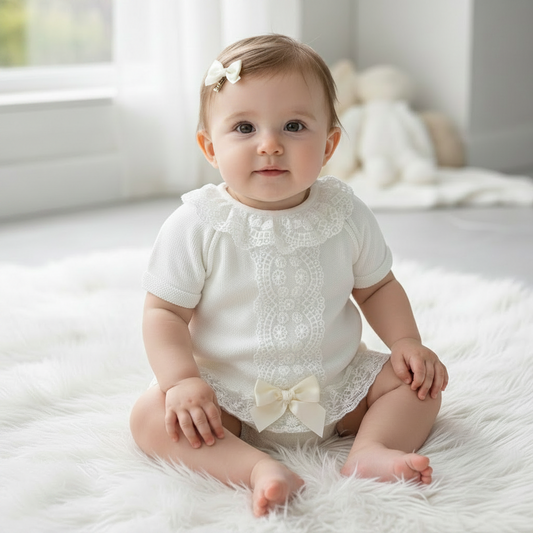 Baby girls knitted luxury lace set