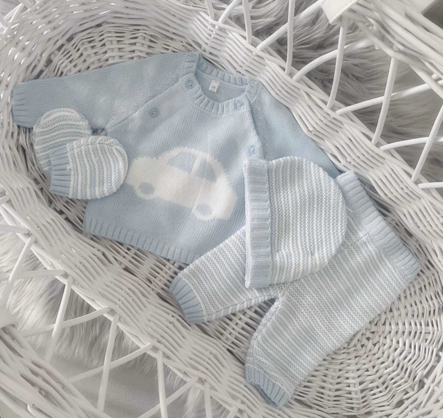 Baby boys Car knitted four piece set