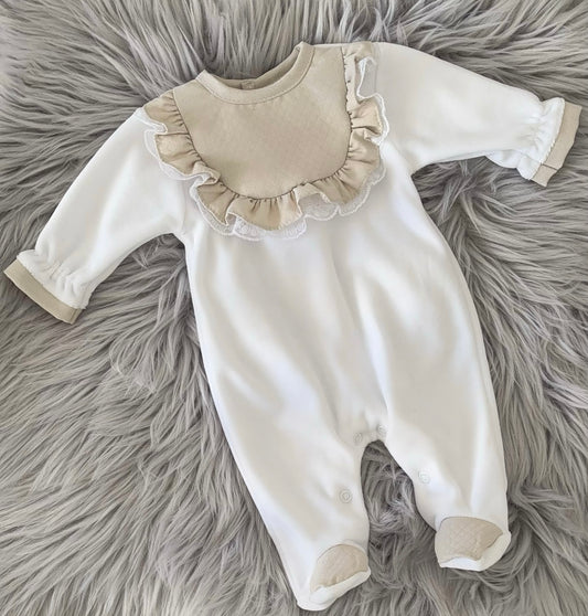 Baby girls velour “Lace” all in one