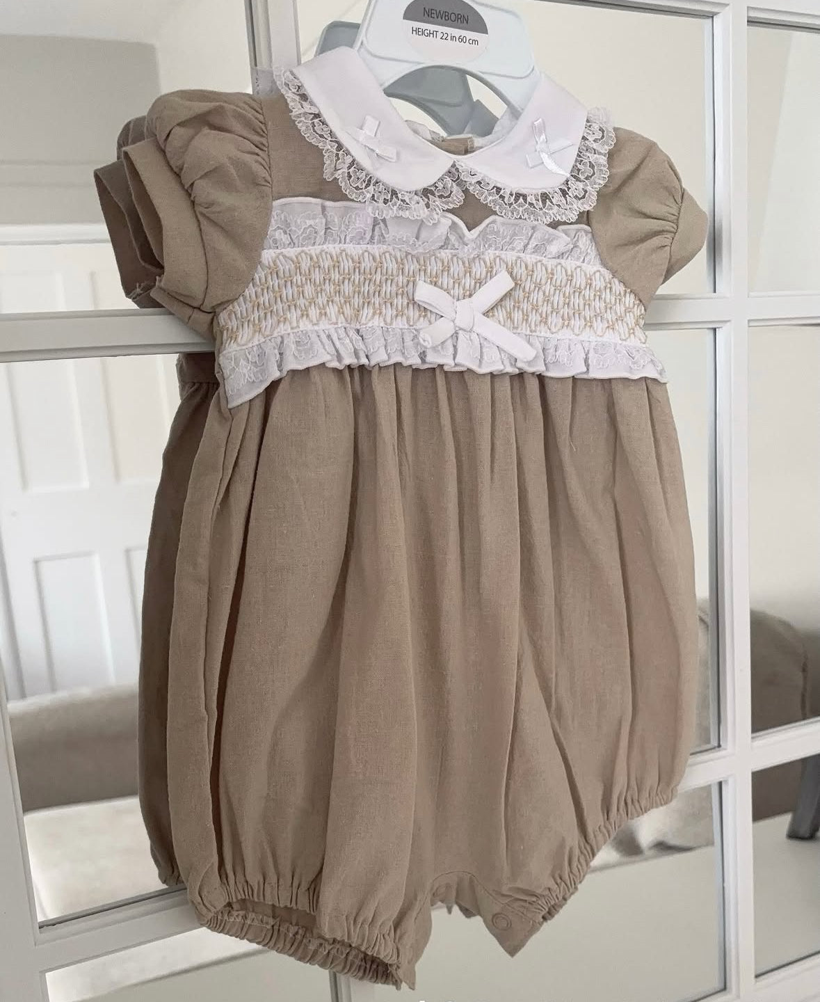 Baby girls Linen "Smocked " Romper