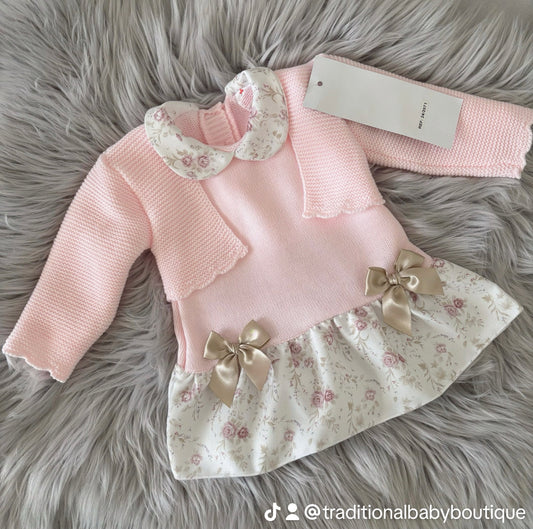 Baby girls knitted dress with cardigan