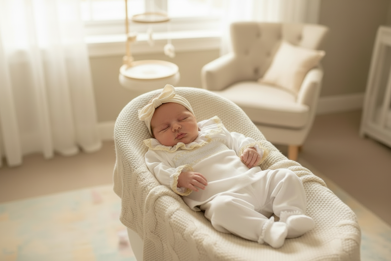 Baby girls smocked cotton set