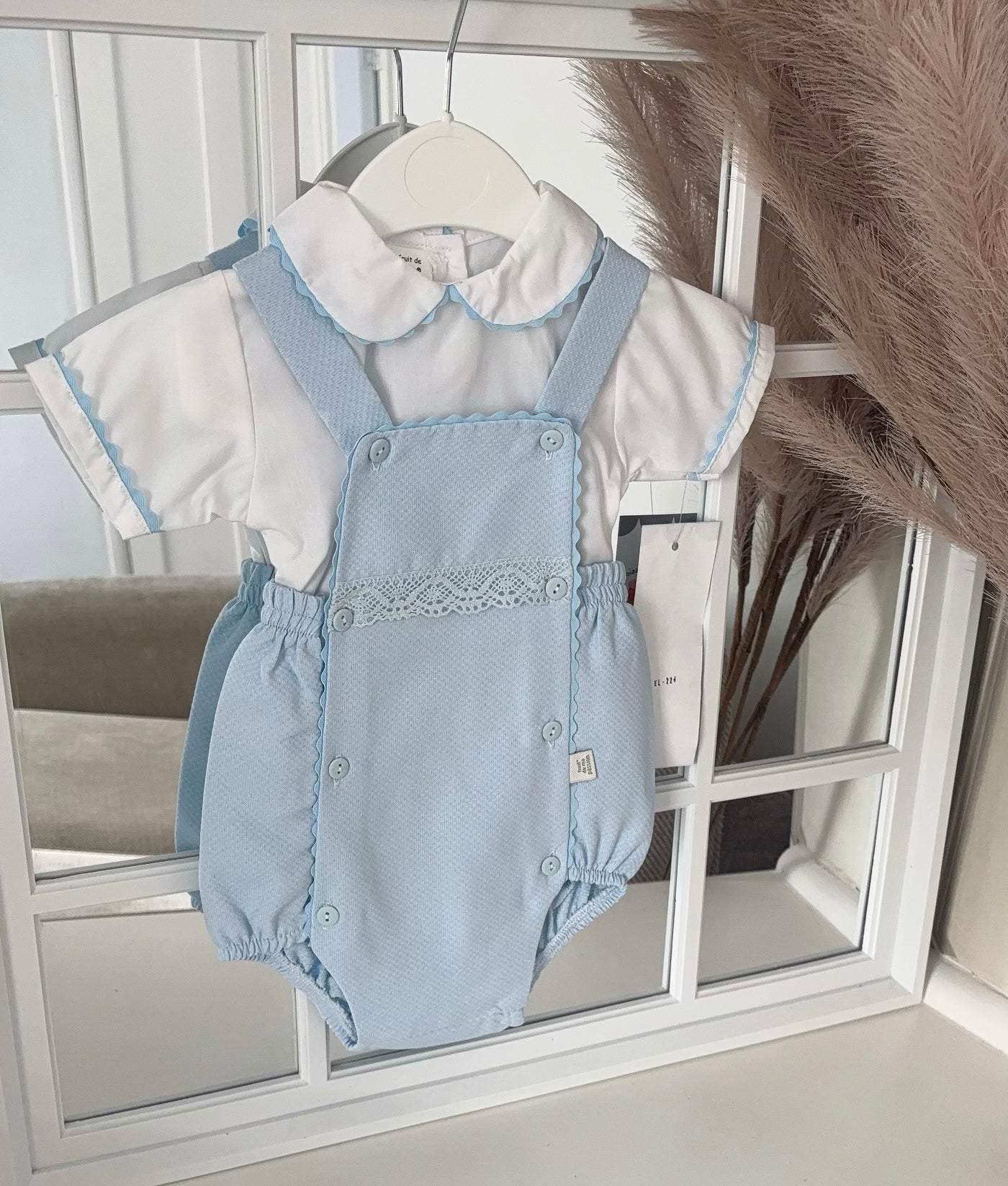 Baby boys sky waffle romper with shirt