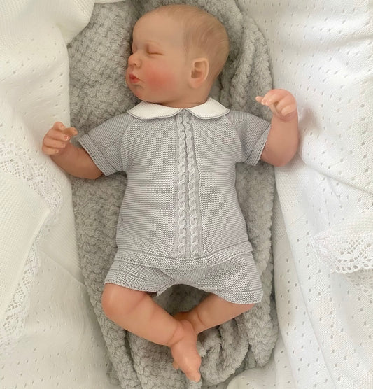 Baby boys grey knitted short set