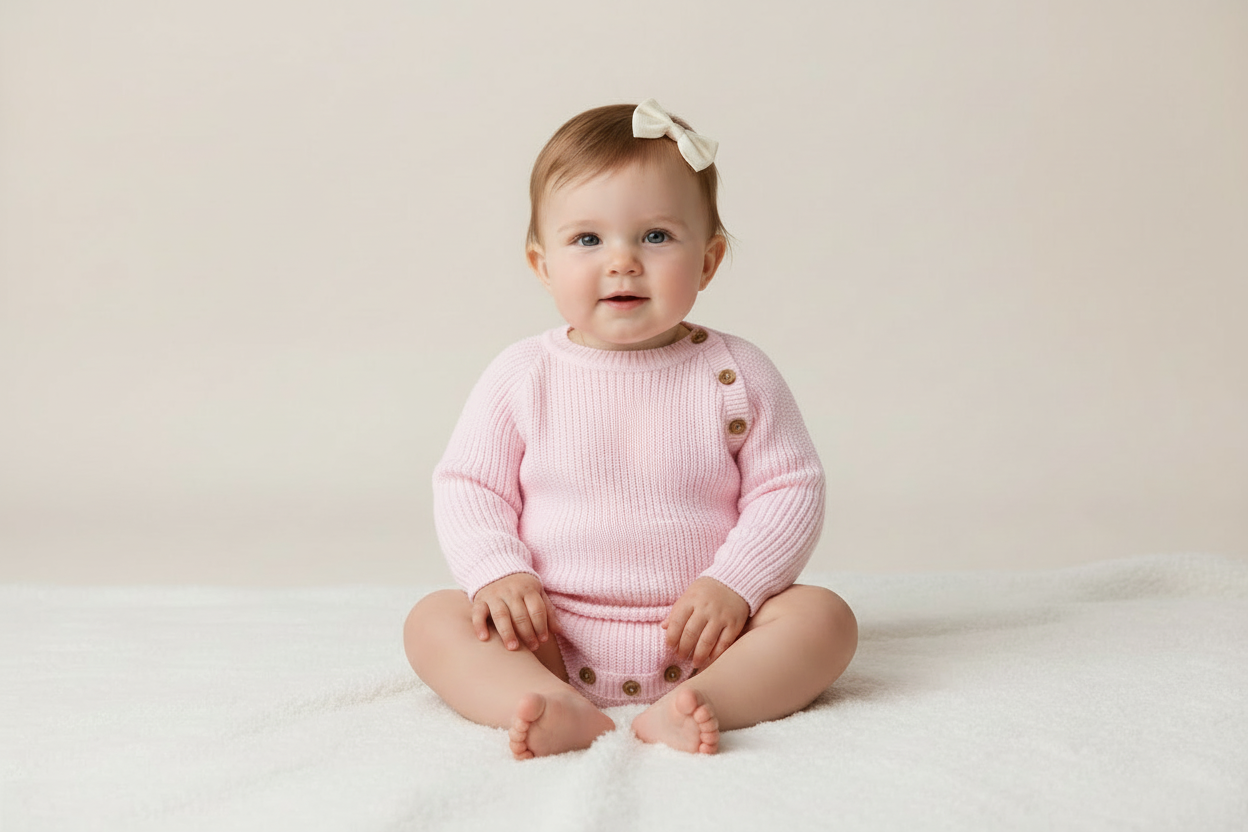 Baby girls Dandelion knitted romper