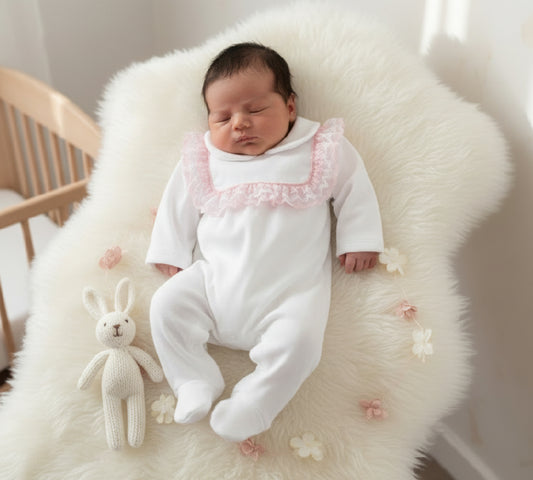 Baby girls frilled lace all in one