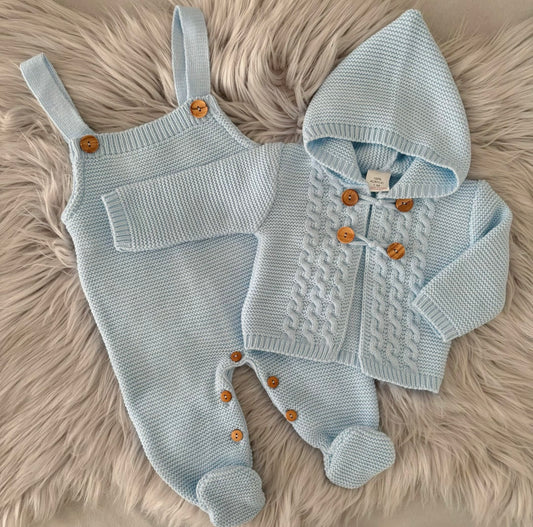 Baby boys knitted dungarees and cardigan