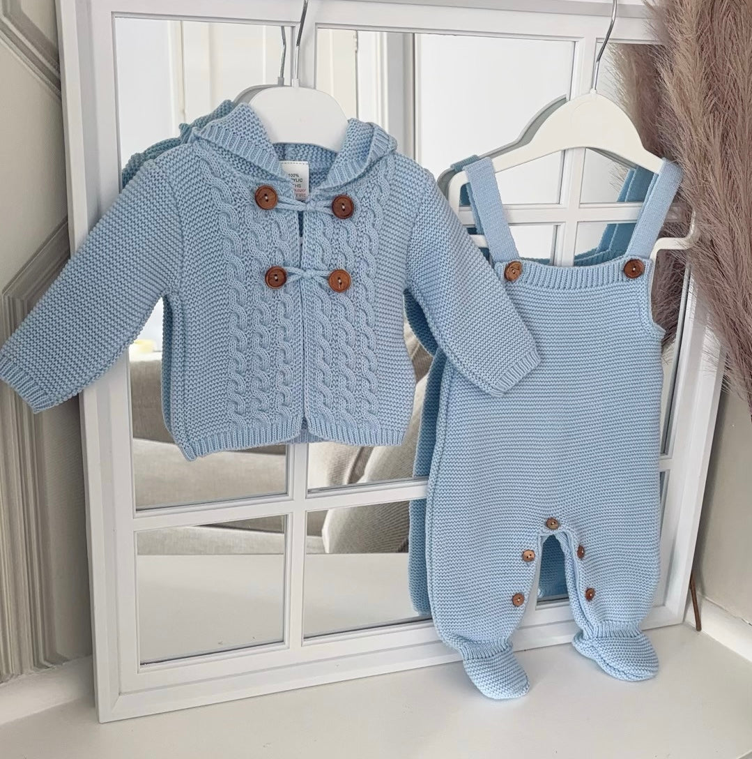 Baby boys knitted dungarees and cardigan