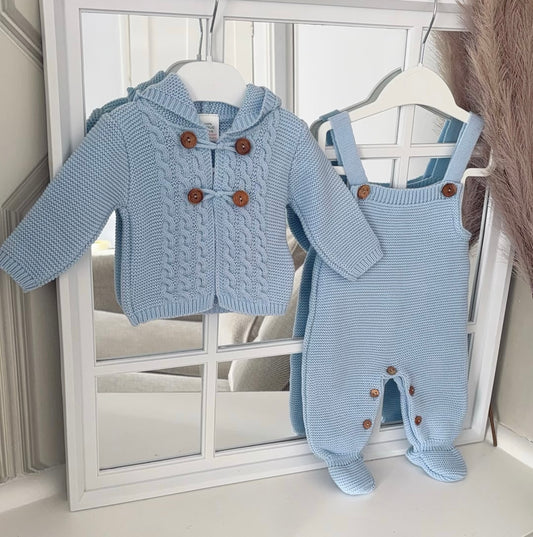 Baby boys knitted dungarees and cardigan