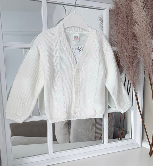 Knitted pompom cardigan