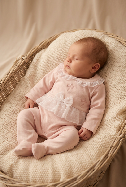 Baby girls bow & frill all in one