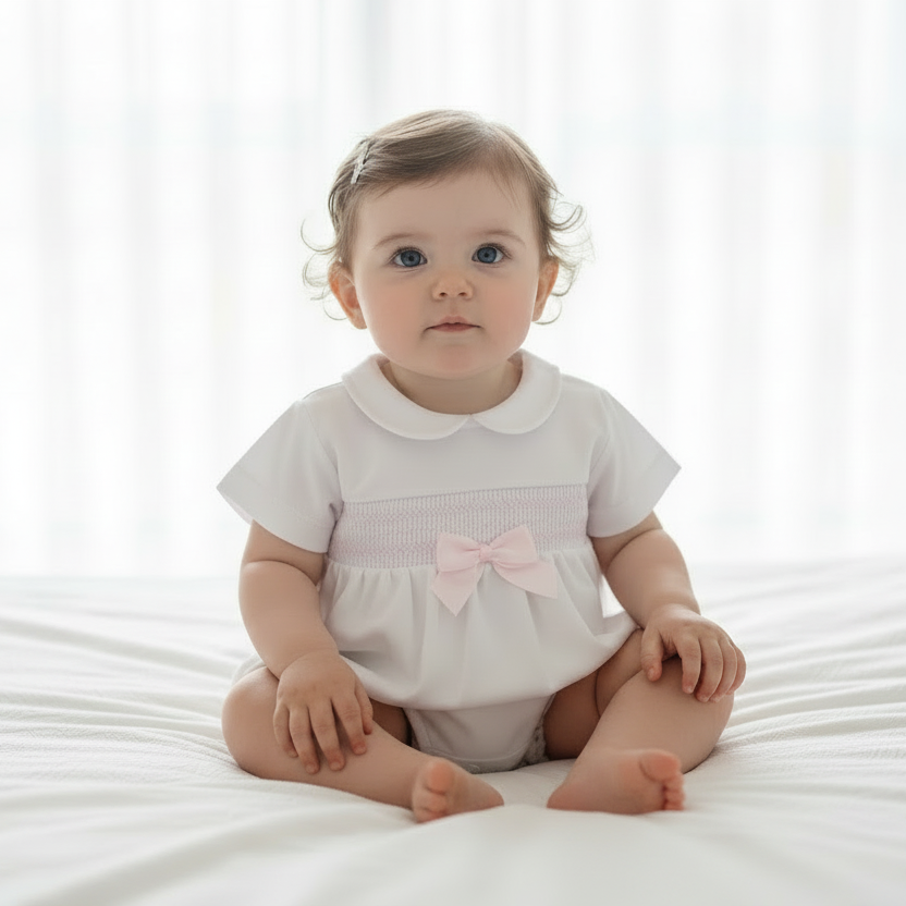 Baby girls smocked romper
