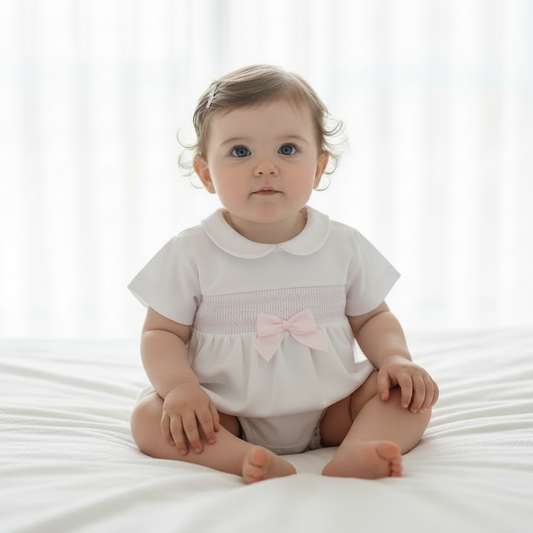 Baby girls smocked romper