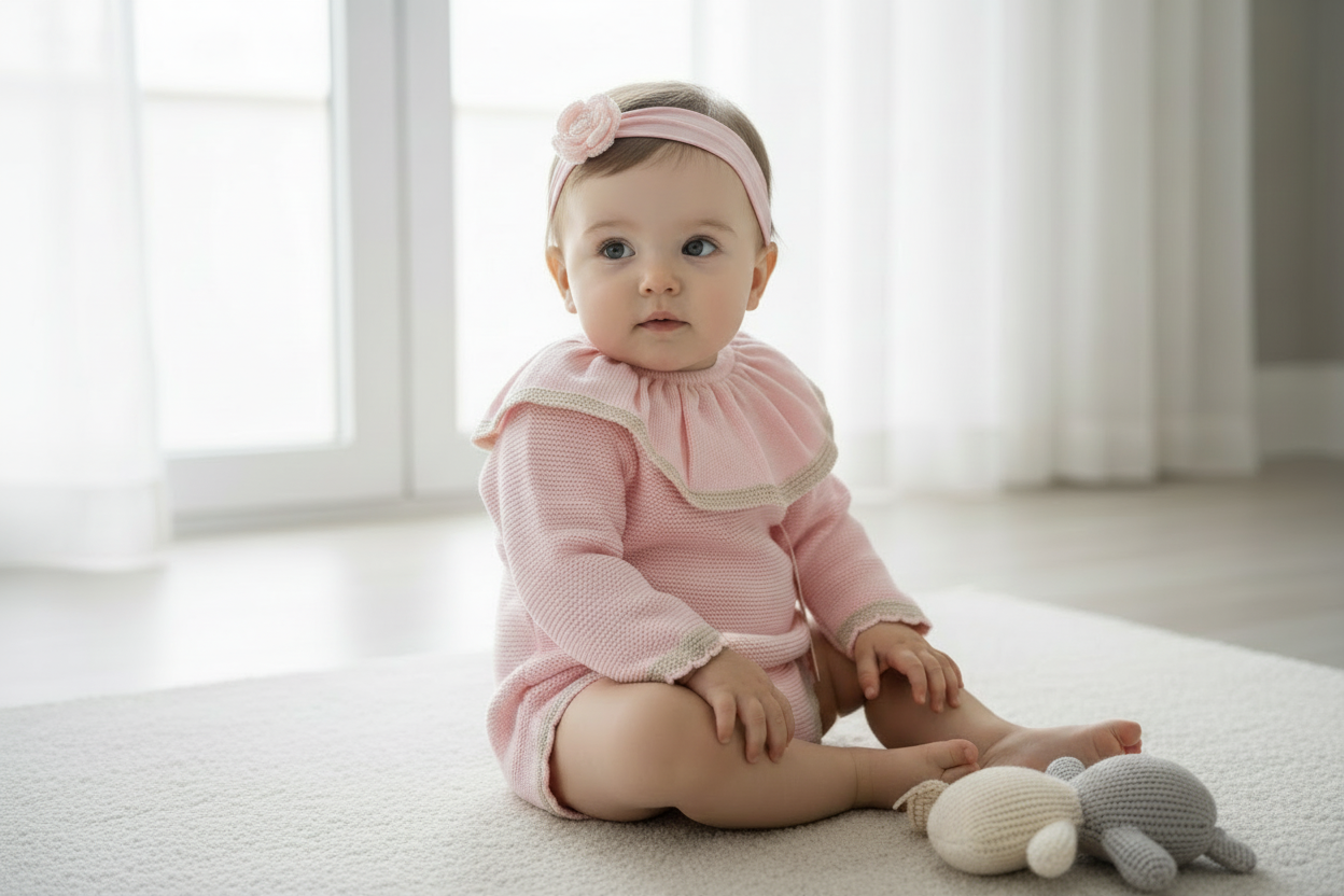 Baby girls “Elsie” knitted romper