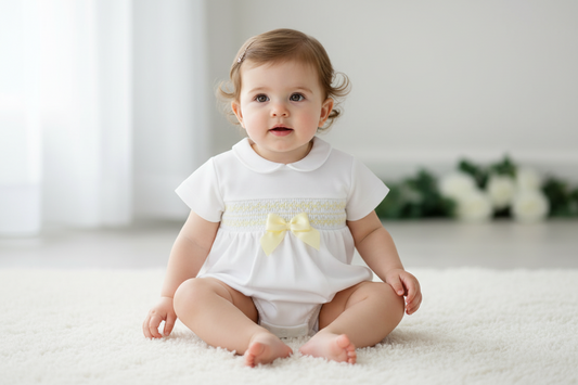 Baby girls smocked romper