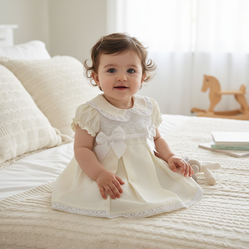 Baby girls lace pleated a line dress