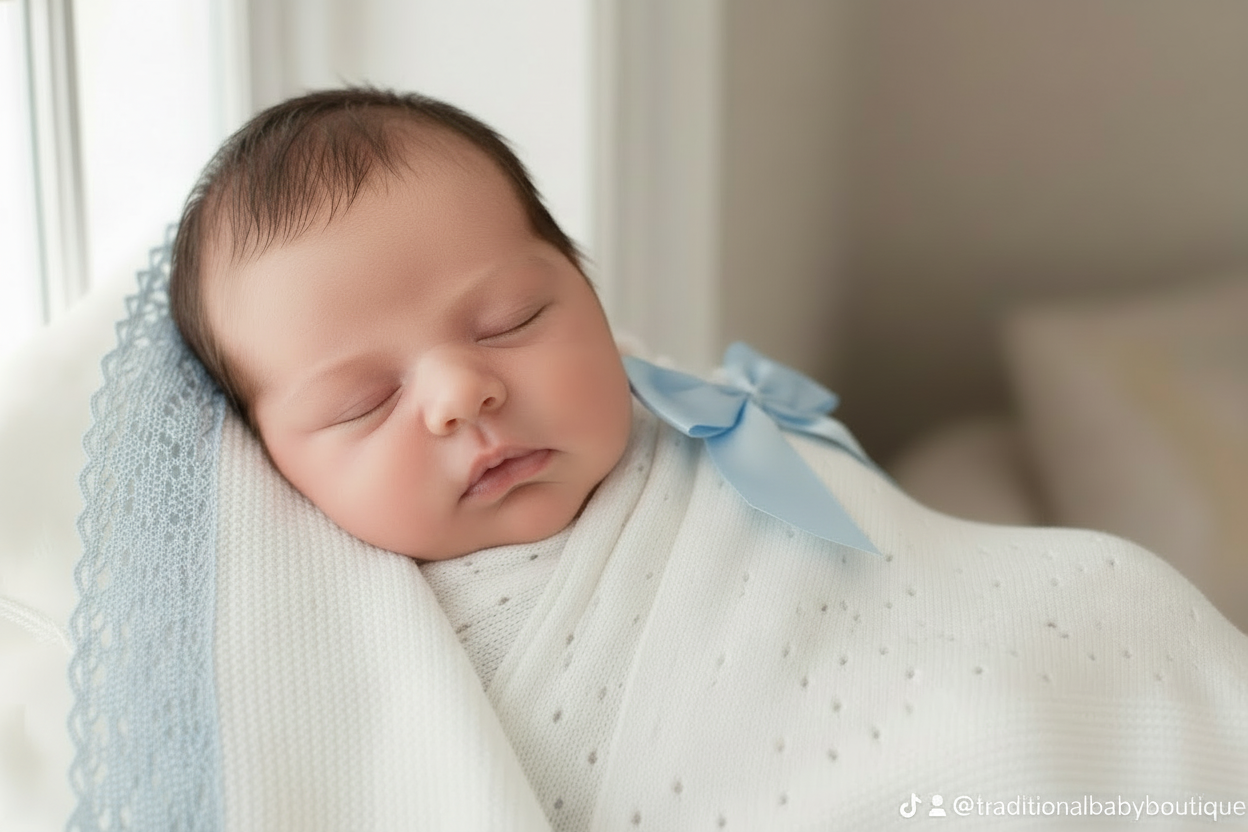 Crochet lace and ribbon shawl