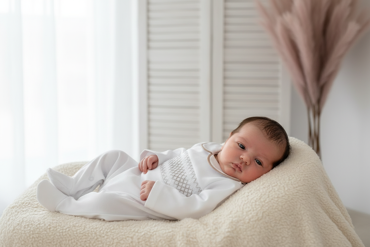 Unisex smocked all in one