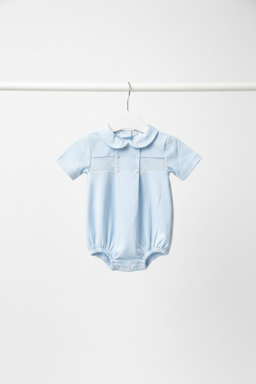Baby boys cotton smocked romper