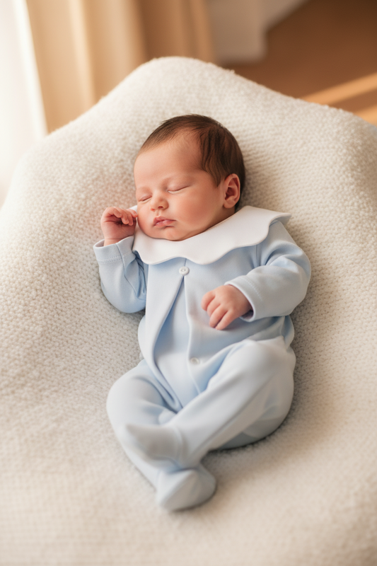 Baby boys cotton scalloped collar all in one