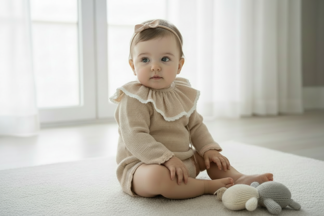 Baby girls “Elsie” knitted romper