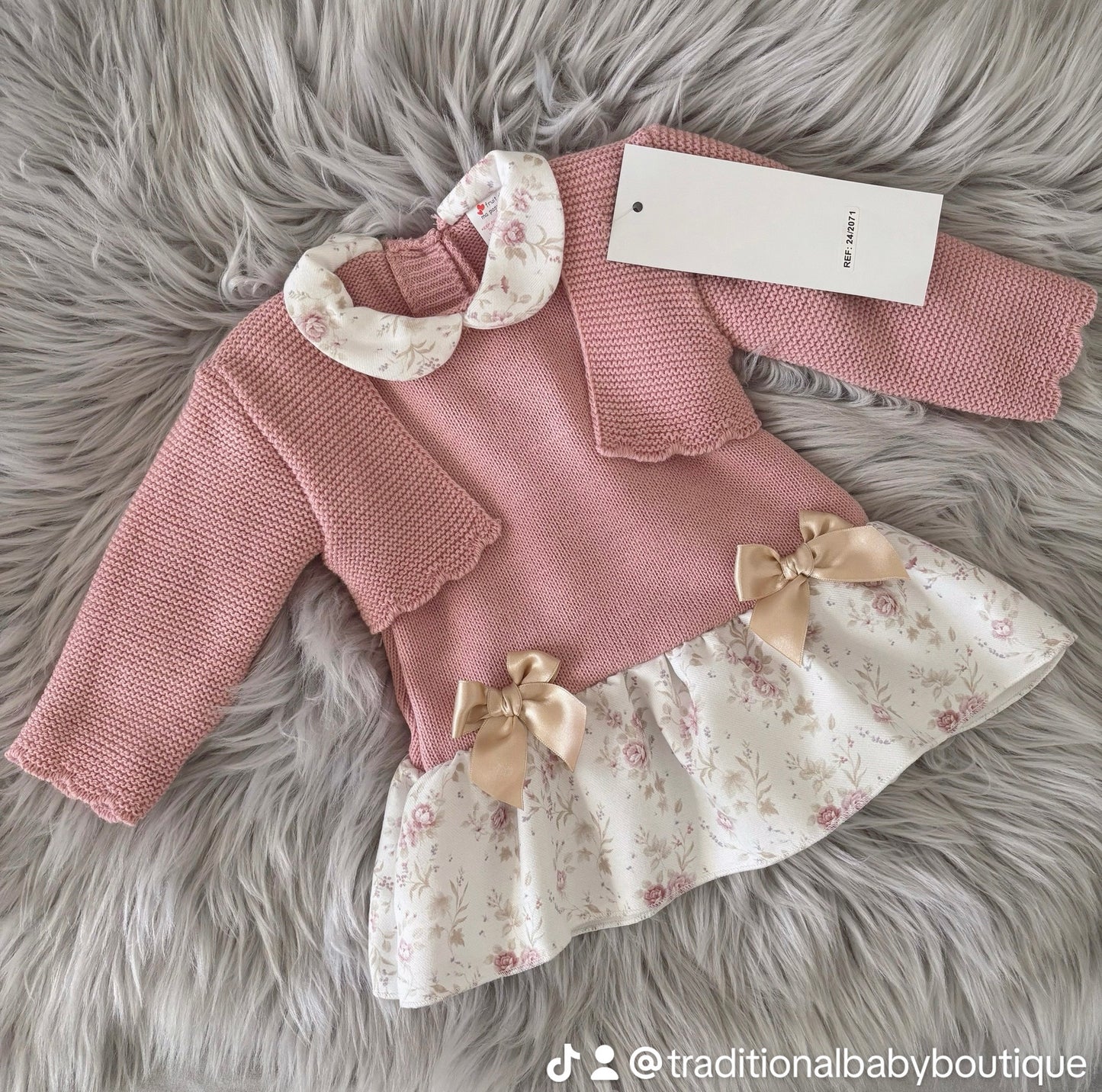 Baby girls knitted dress with cardigan