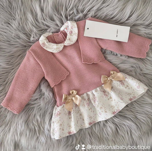 Baby girls knitted dress with cardigan