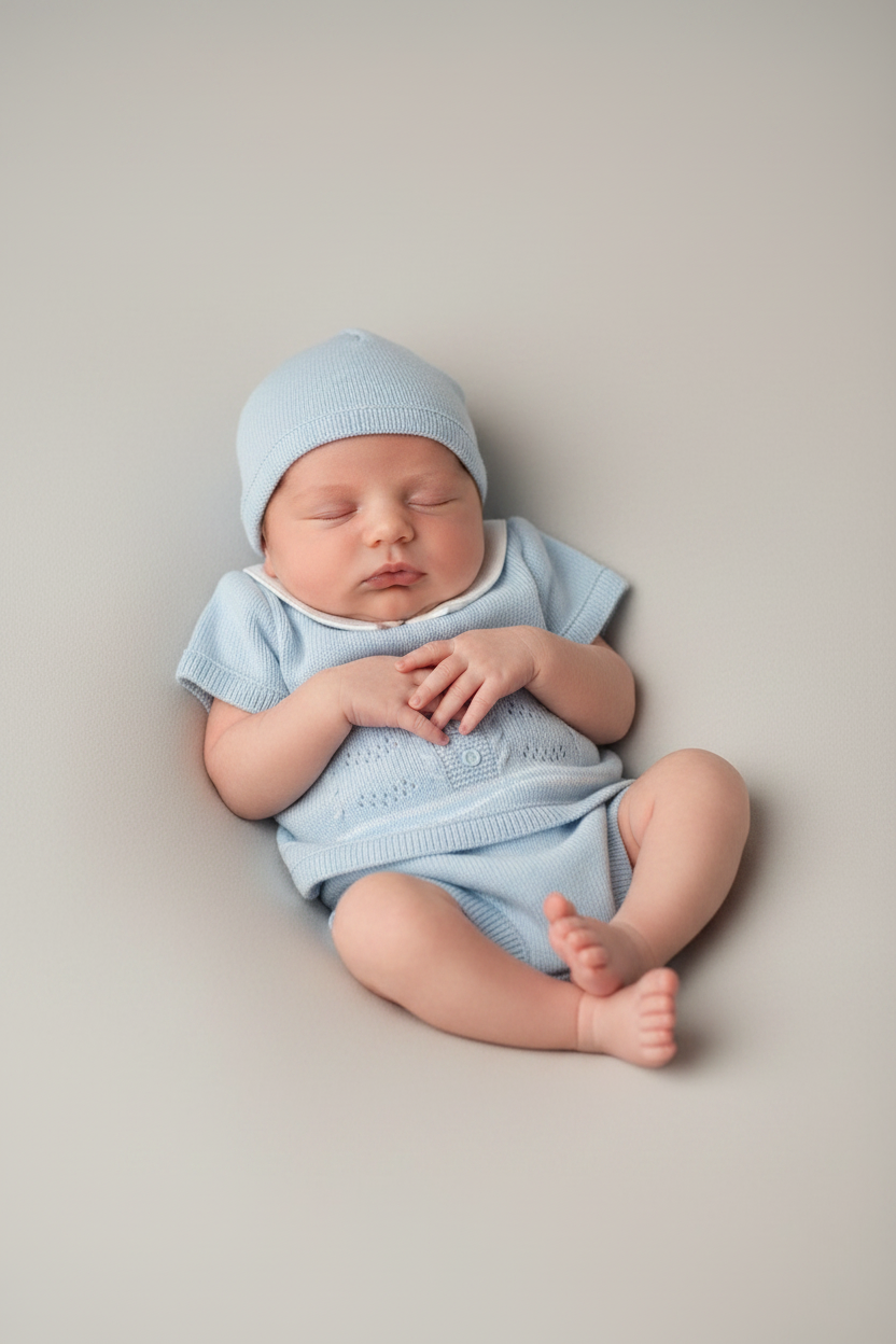Baby boys Portuguese knitted set with hat - One size only