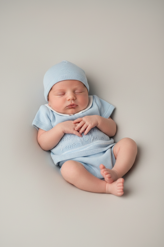 Baby boys Portuguese knitted set with hat - One size only