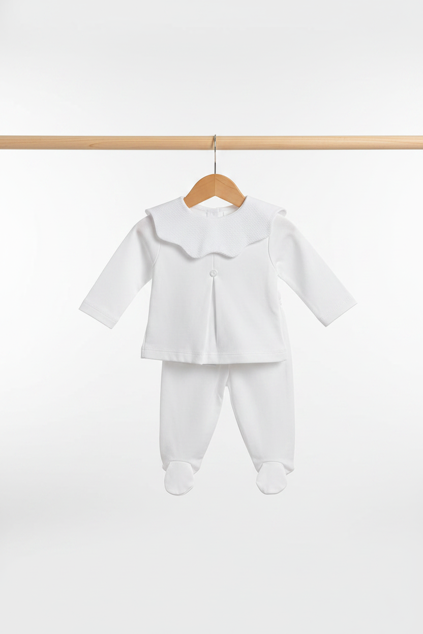 Unisex  scalloped collar two piece set
