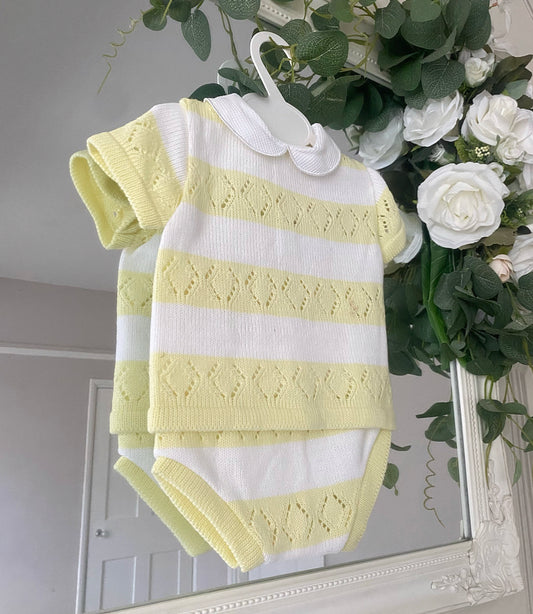 Baby boys Lemon stripe knitted set