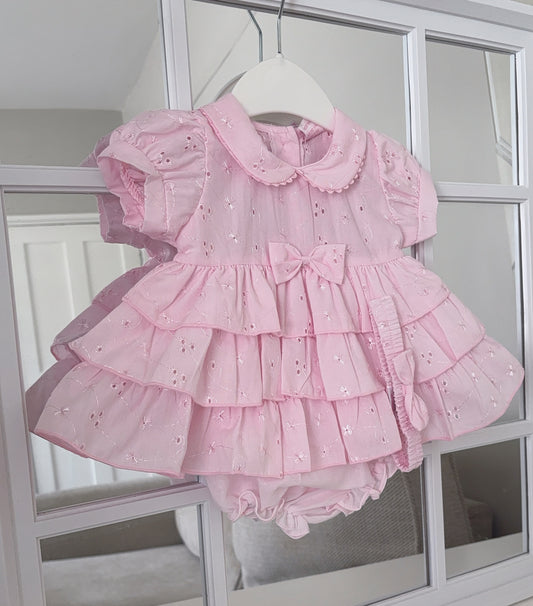 Baby girls Broderie Anglaise Dress with knickers & headband