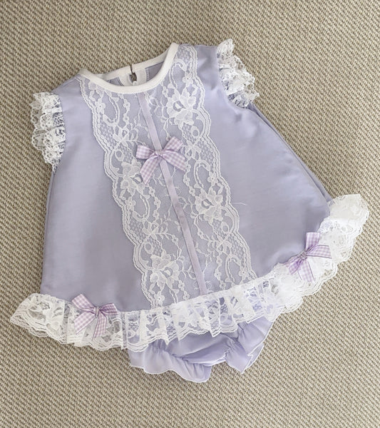 Baby girls lilac lace dress with knickers