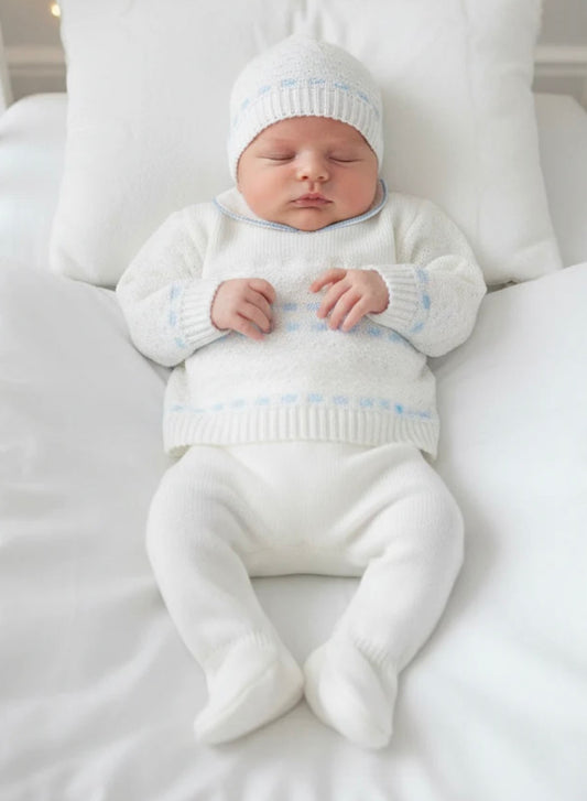 Baby boys Portuguese knitted set with hat