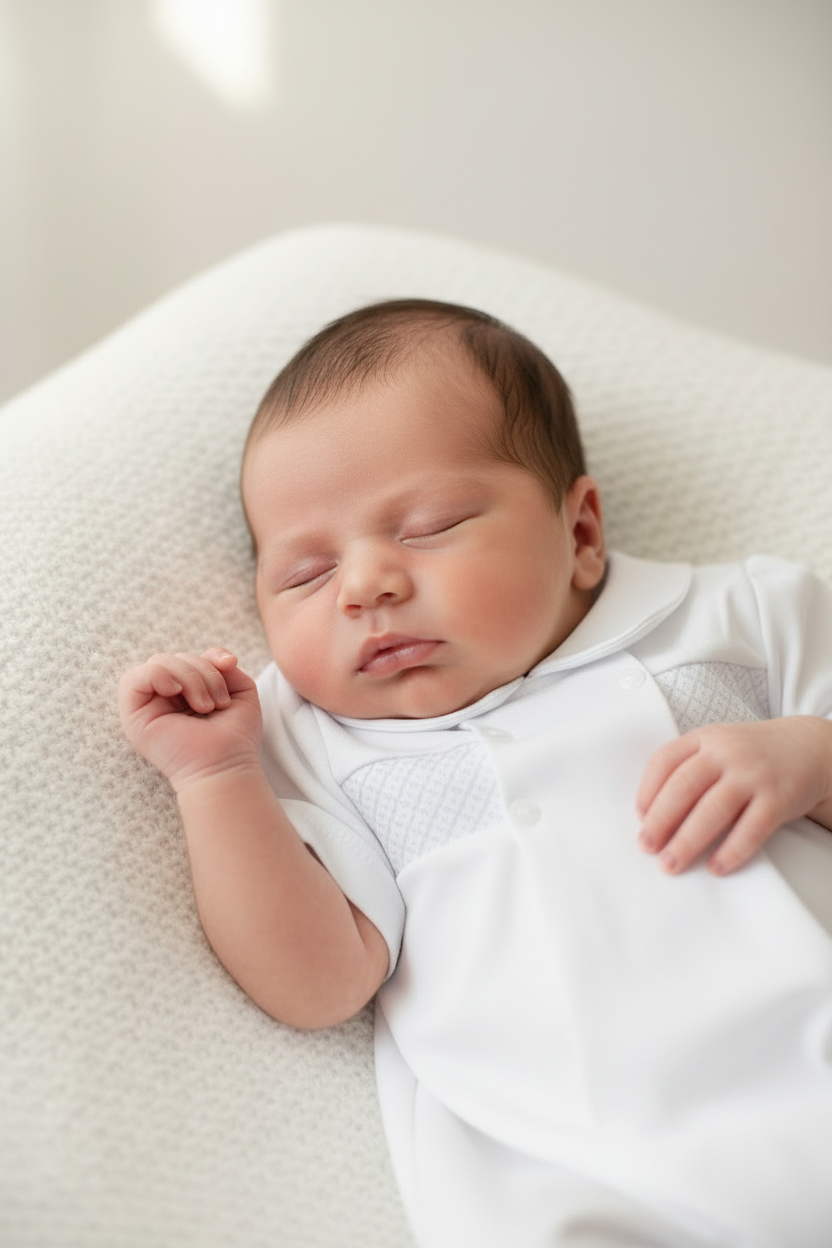 Baby boys cotton smocked romper