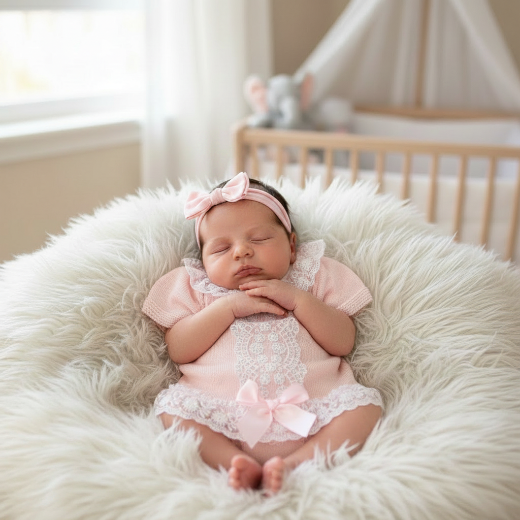 Baby girls knitted luxury lace set