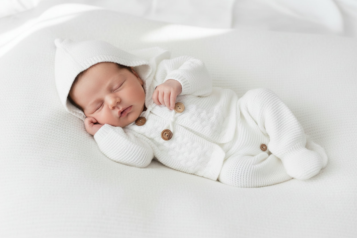 Unisex knitted dungarees and cardigan