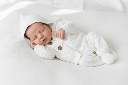 Unisex knitted dungarees and cardigan