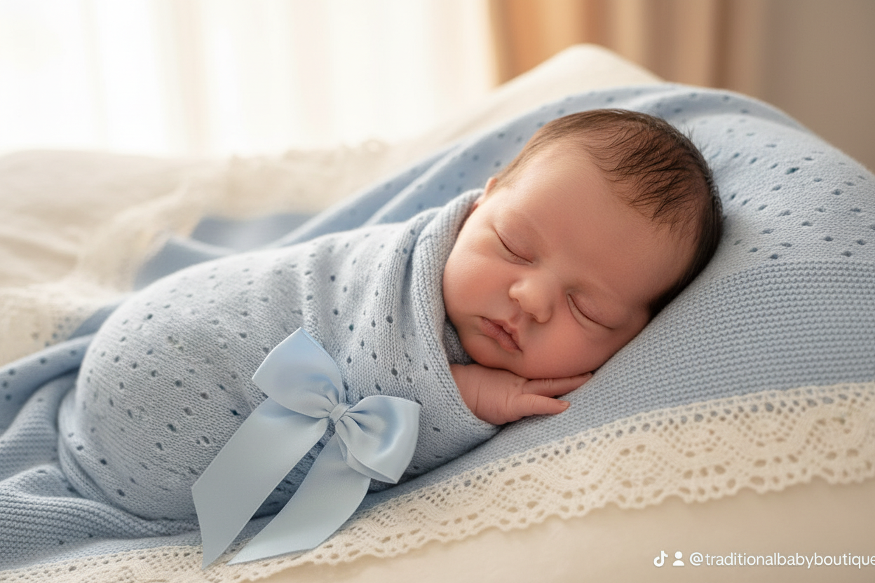 Crochet lace and ribbon shawl - Blue