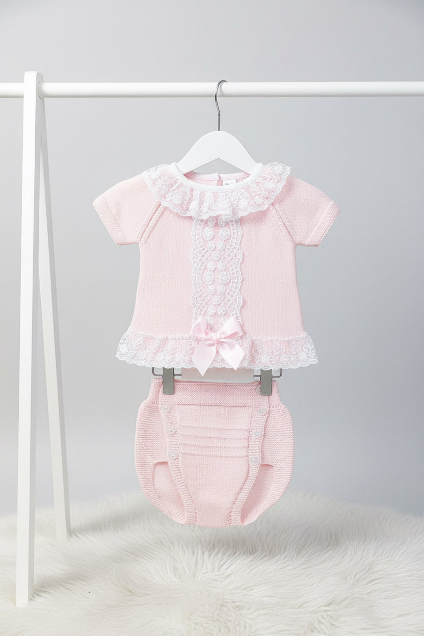 Baby girls knitted luxury lace set