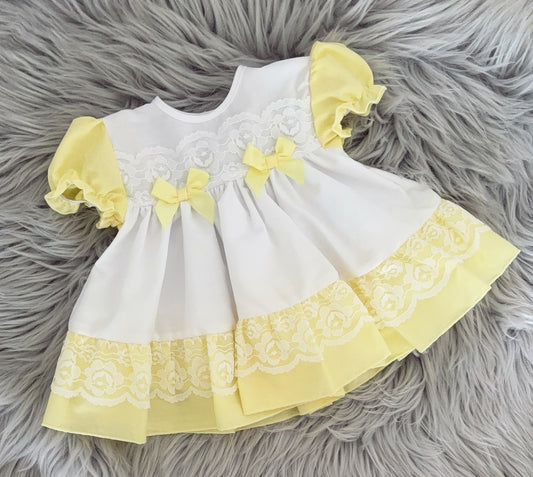 Baby girls lemon lace dress