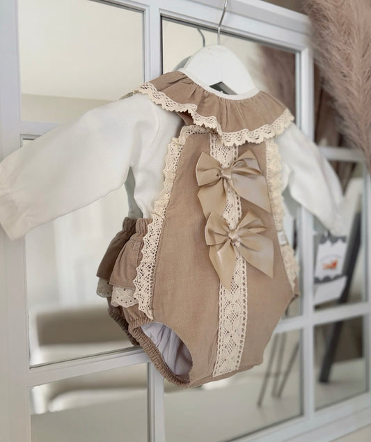 Baby girls corduroy romper & blouse set