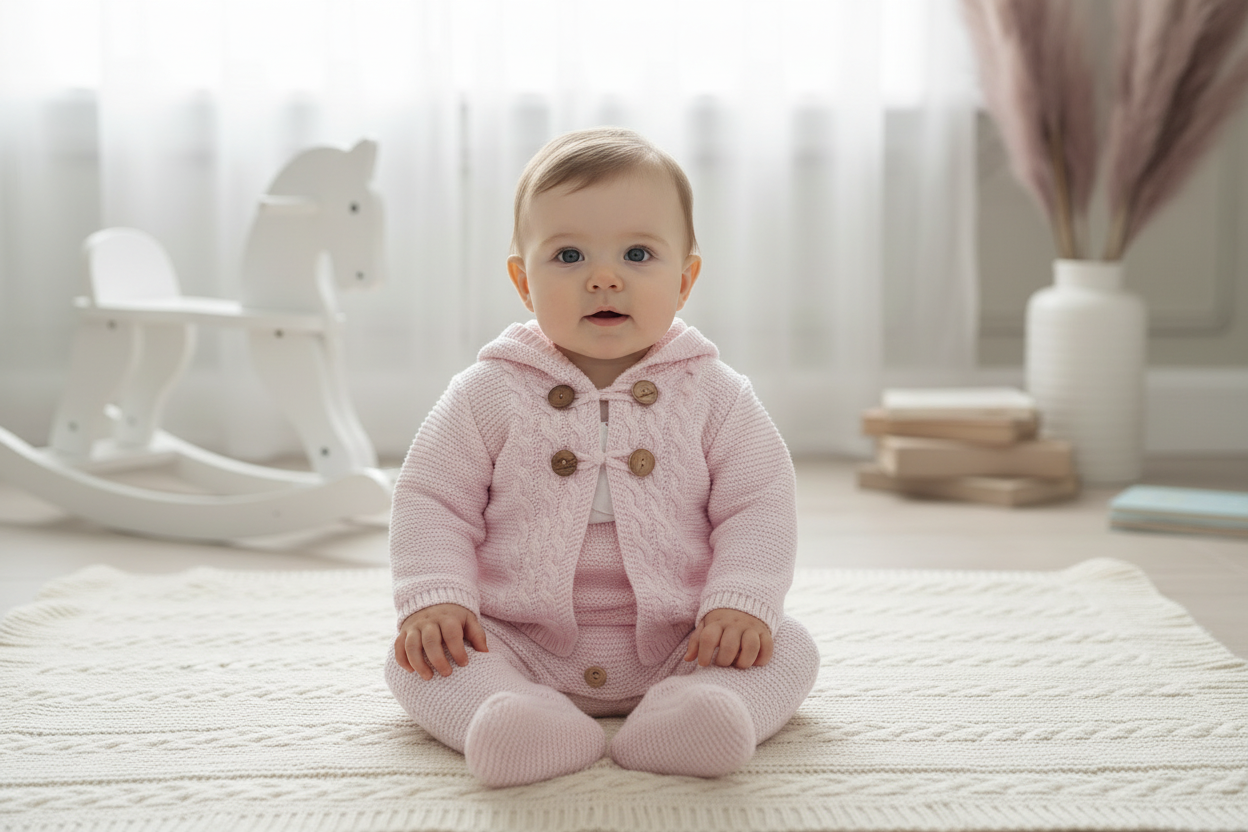 Baby girls knitted dungarees and cardigan