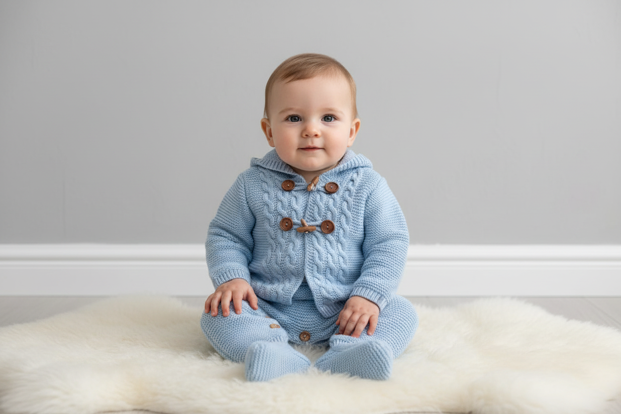 Baby boys knitted dungarees and cardigan