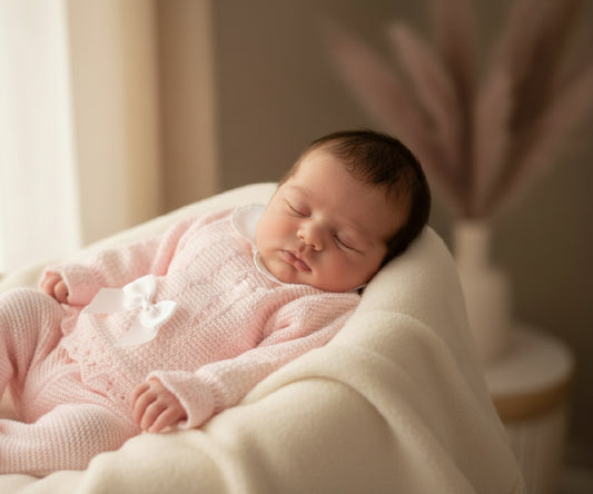 Baby girls knitted set with bonnet - One size NB-3m