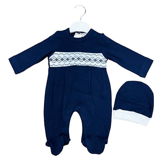 Baby boys Smocked all in one with hat
