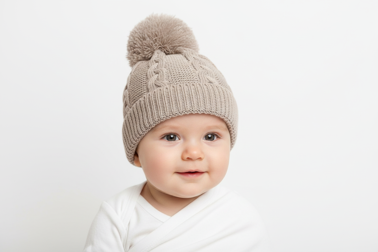 Cable knit ‘pompom’ hat