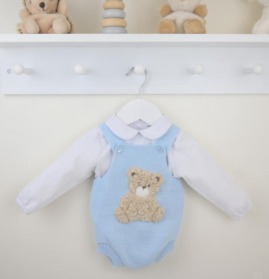 Baby boys knitted  "Bear" Dungaree Set
