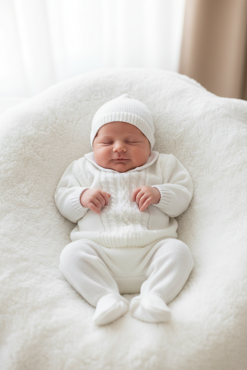 Baby boys knitted set with hat - One size only 0-3m