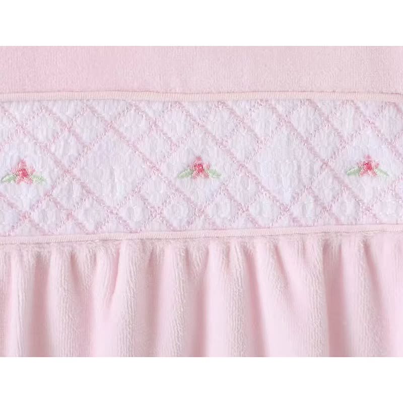Baby girls Velour Floral Smocked all in one